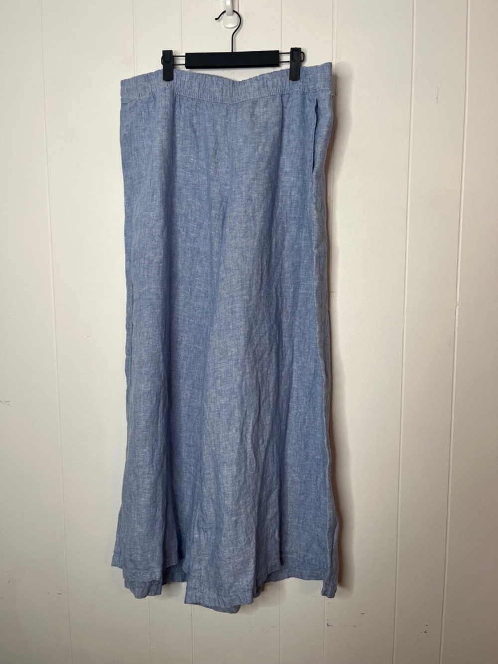 Lands' End 100% Linen Pull-on Wide Leg Pants Size 1X (16W-18W) Coastal Casual